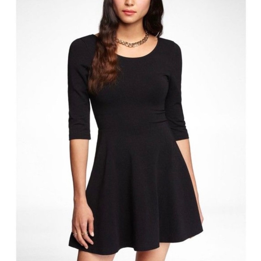 Express Black Fit-and-Flare Dress